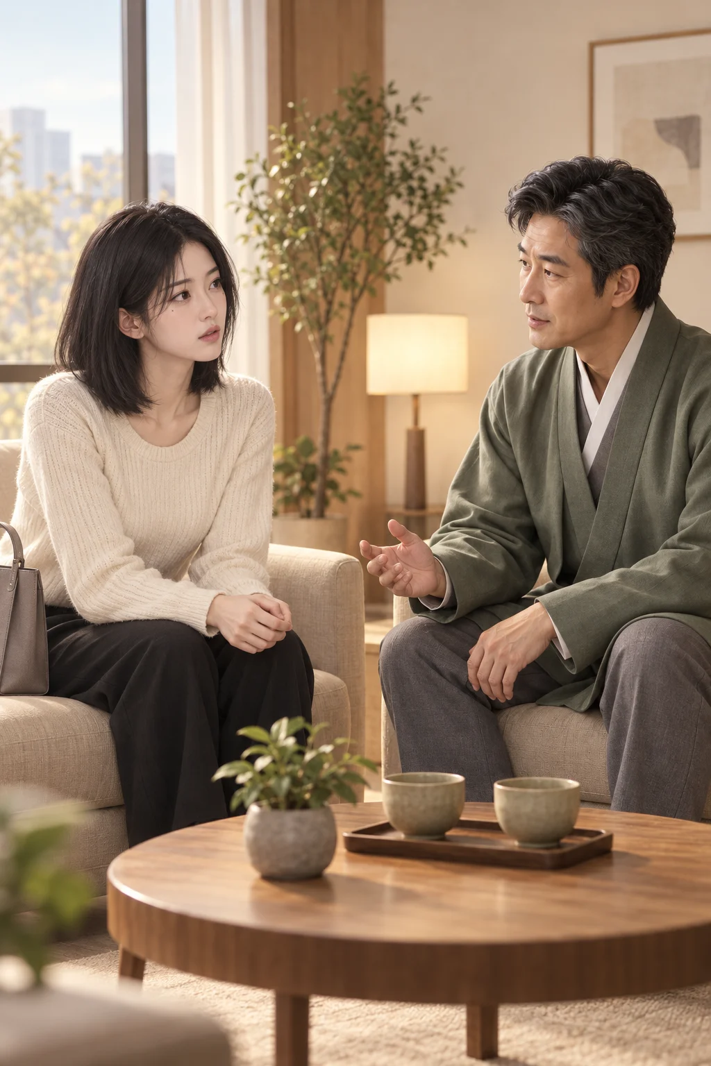 아직 남은 말 — 청운 선생이 두 사람이 원하는 만남의 간격이 다르다고 말하고 지우에게 묻는다.