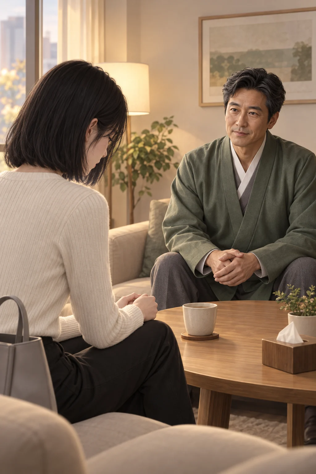 다른 간격 — 지우가 청운 선생에게 민재는 자주 만나야 한다고, 자신은 혼자 쉴 시간이 필요하다고 말한다.
