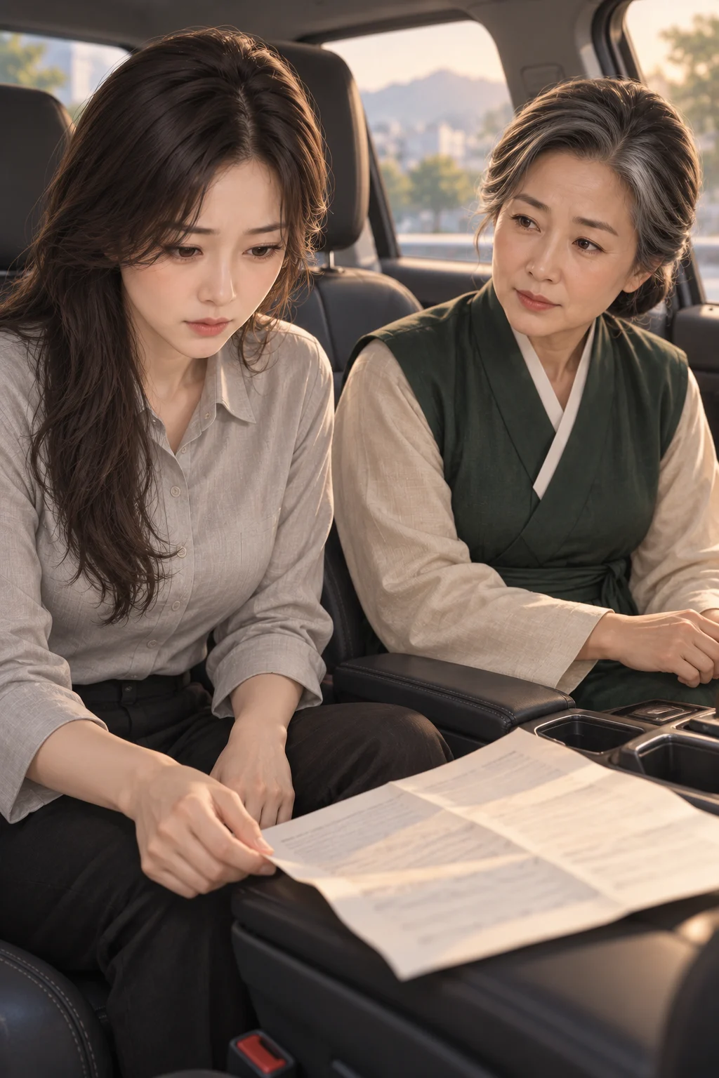 삼킨 말의 자리 — 다현이 종이 가장자리를 누른 채 손을 멈추자, 상담가가 종이에서 다현의 손으로 시선을 옮겨요.