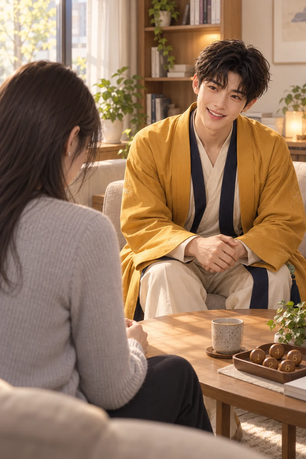 이름 앞에서 — 지우가 황금 동자 앞에서 이름을 꺼내려다 말을 멈춰요.