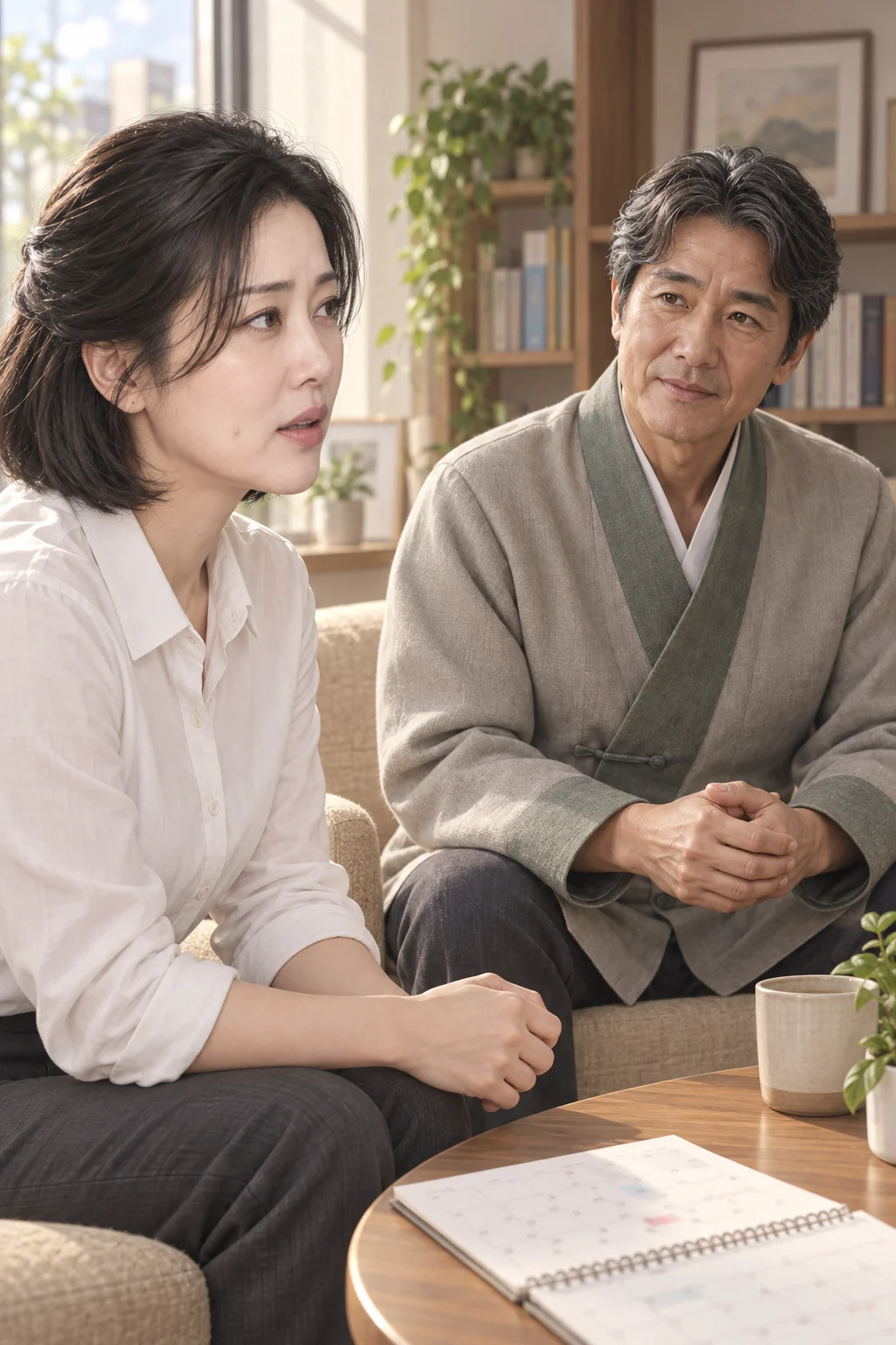 — 서연이 달력에서 시선을 들고 말을 잇다 멈춘다. 온유 선생은 말없이 기다린다.