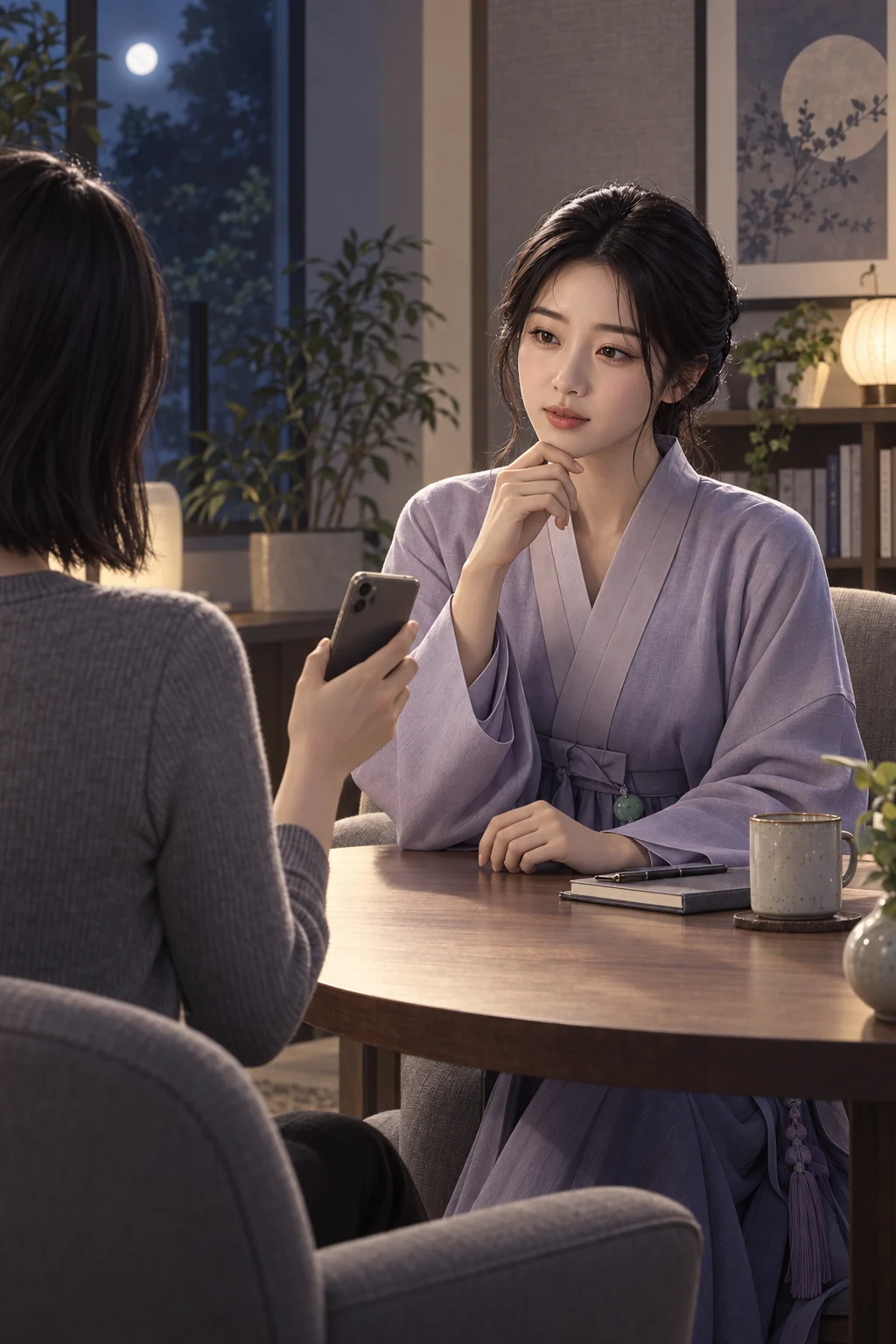 남은 자리 — 유진이 휴대전화에 찍어 둔 식탁 사진을 상담자 쪽으로 돌려 보여 주고, 상담자는 사진 대신 유진의 손을 바라보며 묻는다.