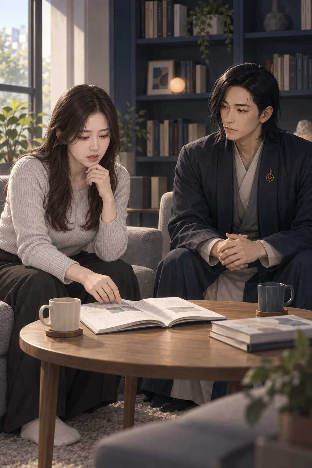 다시 펼친 교재 — 민서가 수업을 빠진 날에도 교재를 다시 펼쳤다고 말한다.