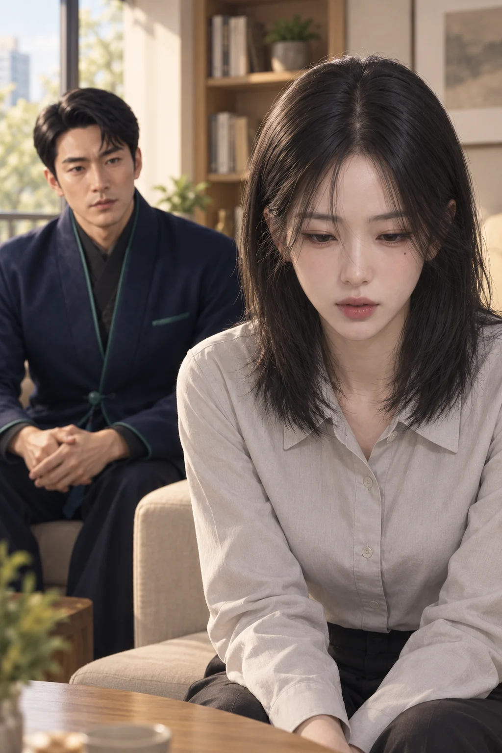 아직 말 못 한 — 지윤이 대답하려다 말을 멈춘다.