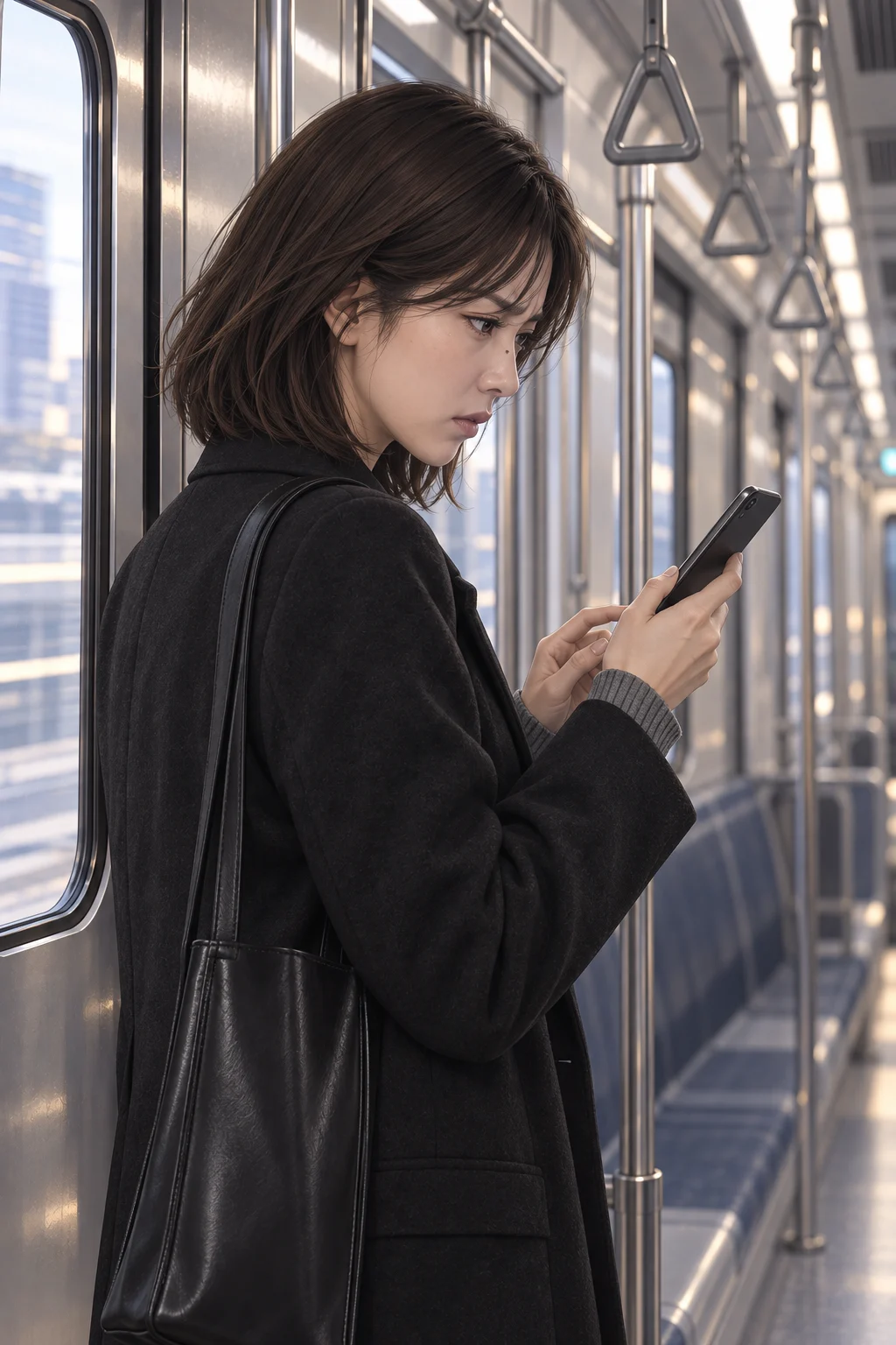 The Words That Stopped at Her Fingertips — Yuna types a sentence in the reply box, then stops her finger. A moment later, she sends the short message without deleting it.