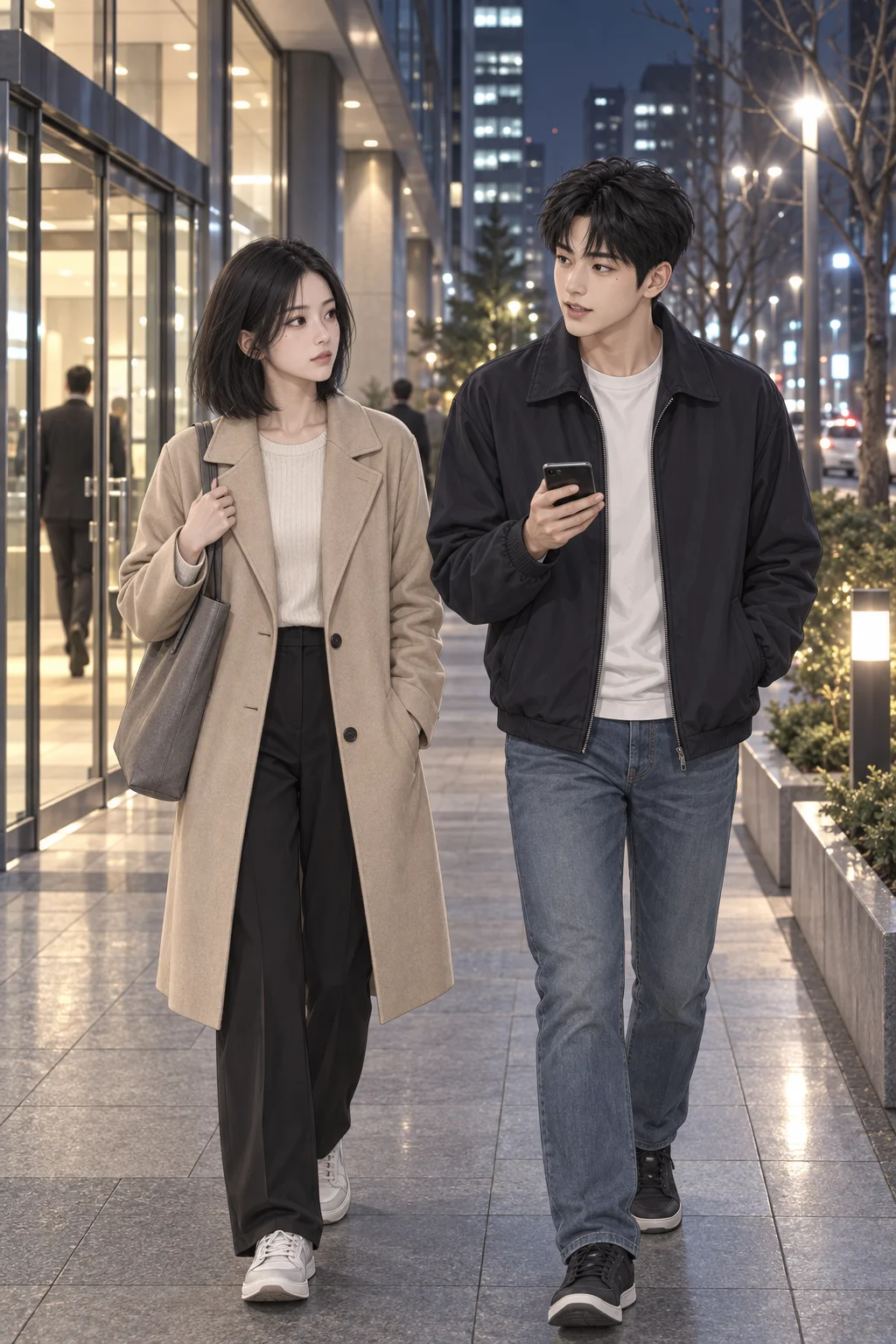 Weekend plans — Walking beside Jiwoo, Minjae says they should meet this weekend too.