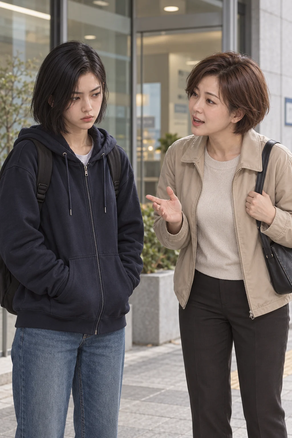 먼저 나온 말 — 엄마가 민서의 대답을 기다리지 않고 외모 고민을 별일 아니라는 듯 넘긴다.