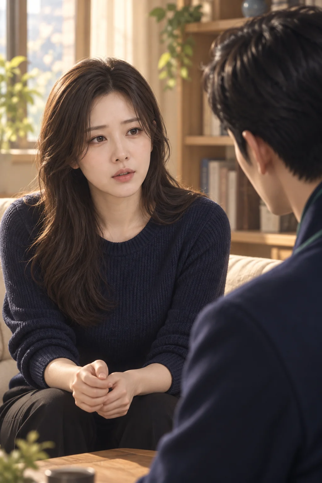 입 밖에 나온 말 — 서윤이 도원 도사를 바라보며 새 길을 조심스럽게 말한다.